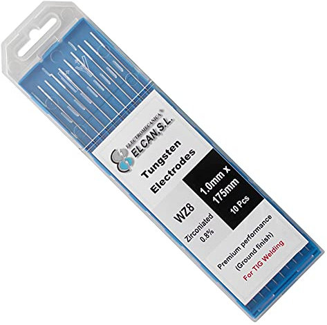 ELCAN Wolfram WIG-Schweißen Zirkonium 0,8% Weiß AZ8 Professional, Schweißelektroden für 1,0 1,6 2,0 2,4 3,2 mm WIG-Brenner, 10 Einheiten - Abmessungen: 1,0 x 175 mm