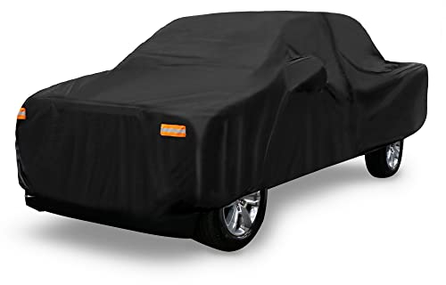 X AUTOHAUX Pickup-Truck-Abdeckung für Ford F150 Crew Cab 1,8 m Bett Pickup 4-Türer 2004–2021 Outdoor Wasserdicht Sonne Regen Staub Wind Schnee Schutz 190T PU mit Fahrertür Reißverschluss Schwarz