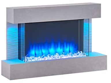 BALDERIA Elektrokamin Aieda, Wandkamin mit Heizung 2000W, Betongrau