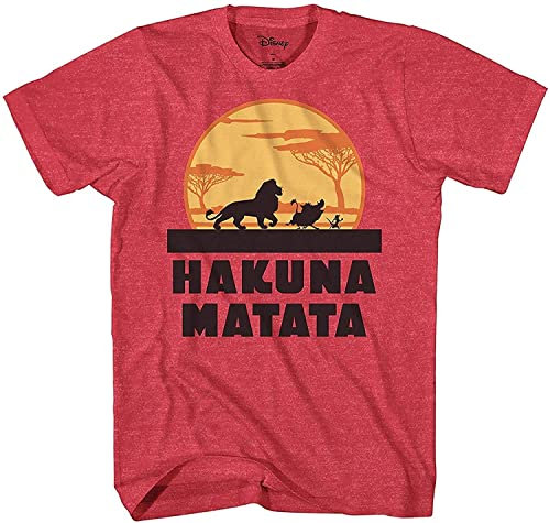 Disney Lion King Hakuna Matata Pumbaa Timon Africa Simba Mufasa Disneyland World Adult Tee Graphic T-Shirt for Men Tshirt (Premium Red Heather, X-Large Tall)