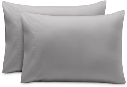 Bare Home Microfibre Pillowcase Set Standard Size - 2 Pack Pillow Cases - Lightweight - Cooling - Soft Brushed Microfibre - Pillow Covers (50x75, Light Grey)