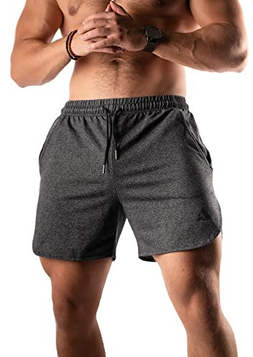 ATHLETIC AESTHETICS Performance Shorts für Herren (L, Charcoal) - Bequeme Sport- und Freizeithose - Kurze Trainingshose für Training, Sport, Fitness, Laufen und Gym