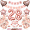 Decorazione 28° Compleanno Donna - Regalo Oro Rosa per Torta e Palla - 28 Anni Anniversario