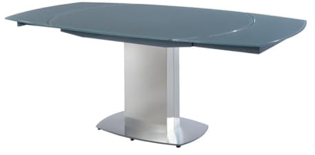 Vente-unique-Mesa de Comedor Extensible TALICIA - Cristal Templado y Metal - 6 a 8 Cubiertos - Color Gris