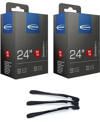 2er Set Schwalbe Fahrrad Schlauch SV10 40mm 24 Zoll (40/62-507) inklusive 3 MSZweirad Reifenheber