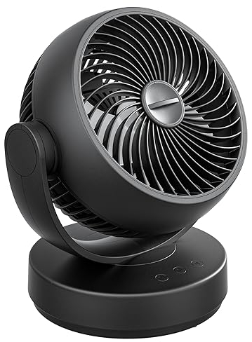 HandFan 10000mAh Air Circulator Fan for Bedroom,24dB Low Noise Table Fan,Strong Airflow,9 Inch Portable Desk Fan,Circulation Fan for Office Home Indoors Black