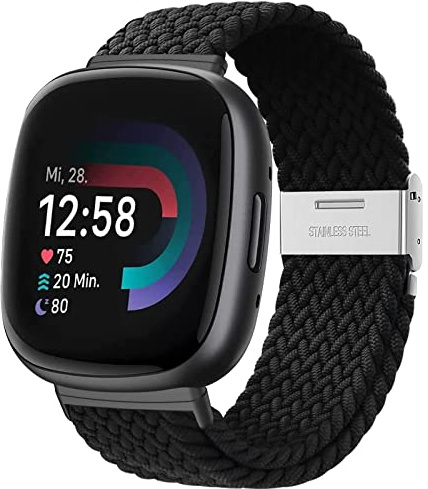 YASPARK Kompatibel mit Fitbit Versa 4/3/Sense 2/1, weiches elastisches Nylon-Sport-Ersatzband für Fitbit Versa 4/3, Sense 2/1