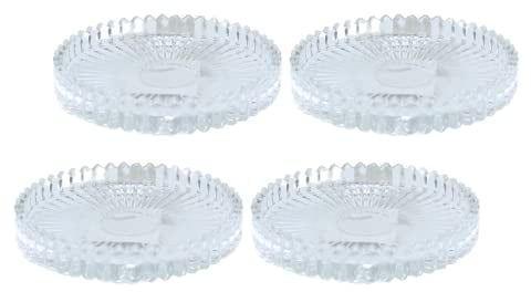 Set di 4 piatti per candela, rotondi, trasparenti/trasparenti, dimensioni: 1,5 x 10 cm