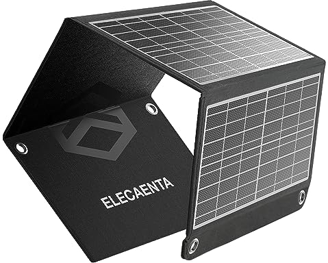 22W Cargador Solar Portátil 2 USB (MAX. 5V/4A) Panel Solar Plegable Impermeable Ligero para Senderismo Camping Trekking Compatible con Teléfono Móvil iPhone Android Tableta Banco de Energía, etc.