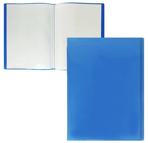 Raylu Paper - Porte-Vues à Pochettes Transparente, Porte-Documents pour Papiers Administratifs, Dessins, Partitions ou Cours, pour l'École, le Bureau ou la Maison (A4, 20 Pochettes, Bleu)