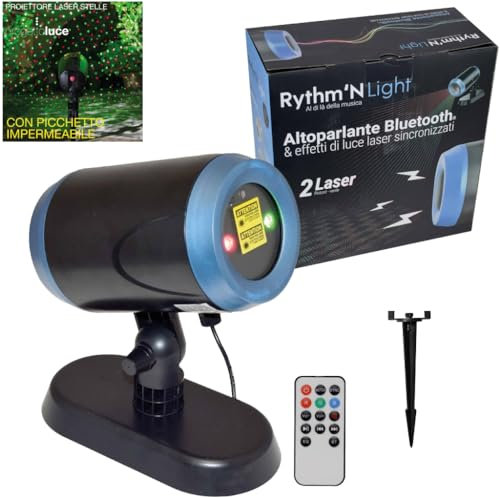 Generico Proiettore laser natale natalizio per esterno bluetooth con altoparlante musicale telecomando incluso luci a ritmo di musica