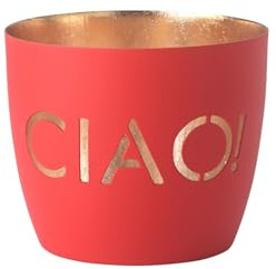 Giftcompany Madras Windlicht M Ciao! neon rot/Gold 8,5cm