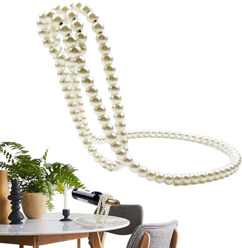 Magic Wine Bottle Holder Floating Pearl Chain Wine Bottle Rack Holder for Home Decoration, Holds Bottles in the Air,Creative Suspending Elegant Single Wine Bottle Holder For Wine Display (White)