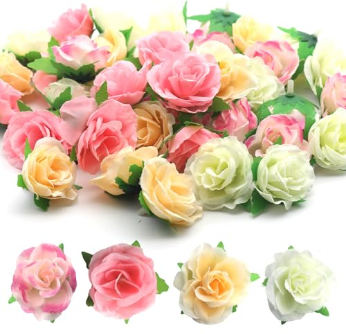 Nayyana 40 Stück künstliche Blumenköpfe, künstliche Blumen, Blumenköpfe, künstliche Blumen, künstliche Rosen, gefälschte Rosenköpfe, Dekoration für Hochzeit, DIY-Party-Dekoration