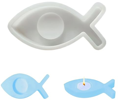 Silikonform Fisch - Kerzenhalter GießForm für DIY Teelichthalter, Kommunion, Taufe und Deko