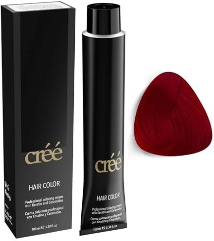 Créé Professional Permanente Hair Color con queratina y ceramidas – para una coloración duradera, cabello sano y fuerte, 100 ml (rubio extra rojo – 7.666)