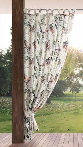 Eurofirany Garden Rideau Extérieur avec Onglet en Haut - 1 pc. Rideau Imperméable, Coupe-Vent, Fermeture Velcro, Rideau pour Pergola, Gazebo, Terrasse, Pavillon, 155x220 cm, Imprimé Gris