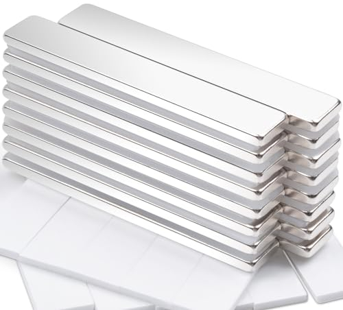 12 Stück Neodym Magnete Extra Stark Groß, 60x10x3mm Rechteckige Magnete Stark Magneten für Magnettafel, Kühlschrank Magnet, Klebemagnete Selbstklebend Stark Seltenerdmagnete für Küchenschrank