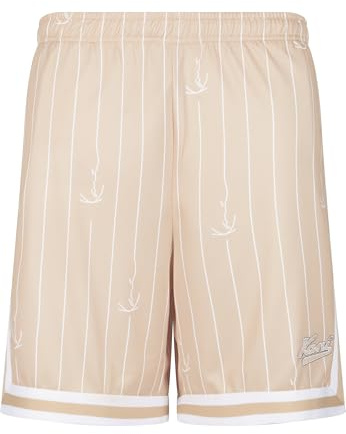 Karl Kani Herren Small Varsity Logo Pinstripe Mesh Shorts Sand/White, L