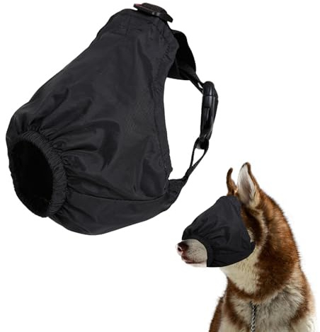 Swirge Beruhigende Augenmaske für Hunde, Angstzustände, Nylon-Augenmaulkorb für Fellpflege, Haustier-Kopfbedeckung für Nagelschneiden, Größe M, Schwarz