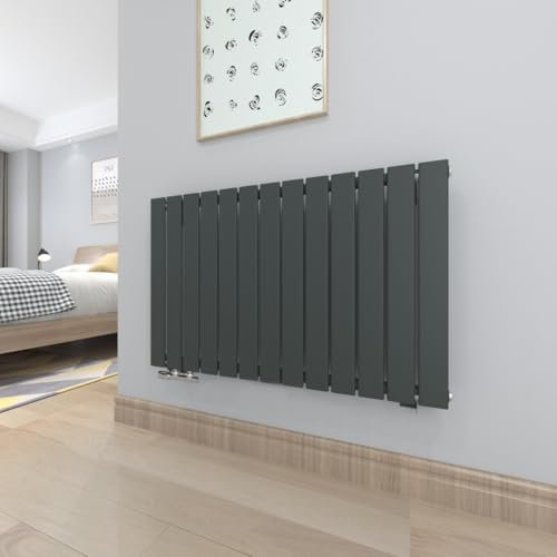T&K Heizkörper Flach 630x1001mm Anthrazit Einlagig Design Heizkörper, Horizontal Moderne Paneelheizkörper Badheizkörper Für Seitenanschluss Heizung