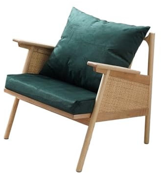 Korbstuhl aus Rattan, Rattan-Lesestuhl – Sofastuhl aus Holz und Rattangeflecht im japanischen Stil for kleine Räume – bequemer Rattan-Loungesessel for Wohnzimmer, Schlafzimmer oder Balkon, Garten-/Te