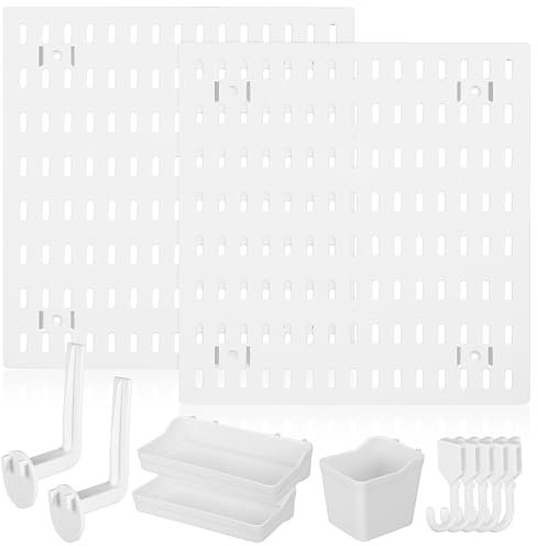 GSCLZ Stecktafeln Pegboard-Kit, 2 Stück, Peg Board, Pegboard-Boards, Büro-Organizer, Schreibtisch, Gaming, Kunststoff-Zubehör, Bastelraum, Aufbewahrung, Student FüR Wand-Organizer