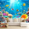 Papier Peint Panoramique Créatures De La Vue Sur La Mer En 3D Murale, Bleu Papier Peint Tapisserie Intissé 250 x 175 cm Chambre Salon Poster Decoration Papier Peint Revêtement mural