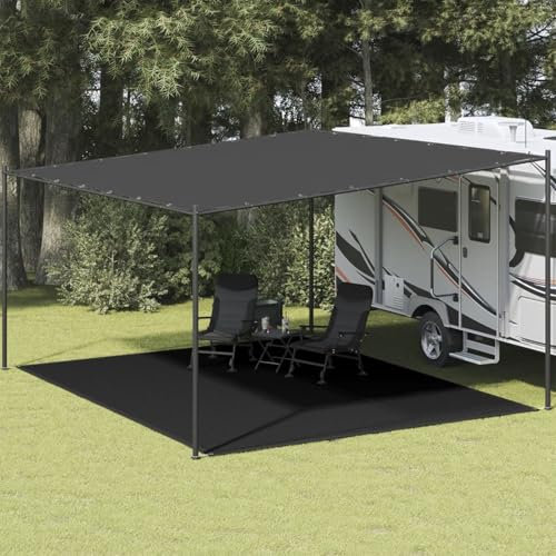Xichuzi Zeltteppich, Vorzeltteppich, Camping Plane, Teppich Für Camping Vorzelt, Bodenplane Zeltunterlage, Camping Teppich Outdoor, 400x500 cm Schwarz