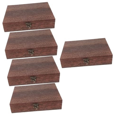 PRETYZOOM 5 Pièces à rabat boite rangement boite de rangement argenterie coffret de rangement décoratif coffre au trésor d'époque coffret à bijoux rustique