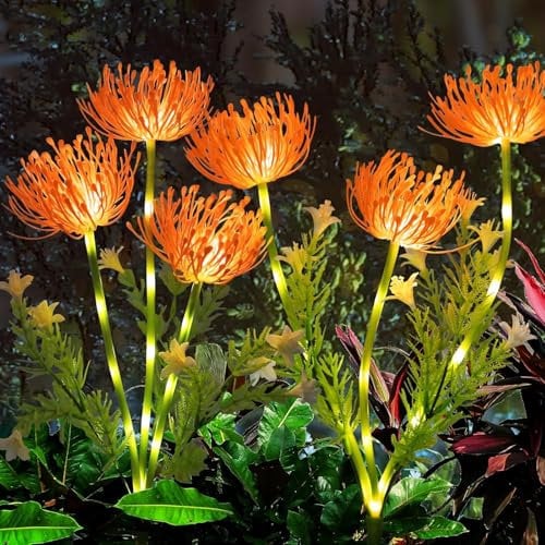 Gartendeko Solar Gartenleuchte Außen,2 Stück Solarlampen für Außen Garten,Blume Solarlampen Wasserdicht Solar Blumen Lampe,Gartenleuchten mit 3 Blume für Rasen Terrasse Balkon Blumenkasten
