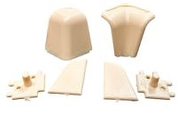 Kit Accessori Alzatina Classica in Plastica – Completo di Angoli Interni ed Esterni e Tappi per Cucina – Vari Colori Disponibili (Avorio)
