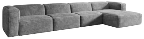 Luxusbetten24 Designer Sofa Comfy L Maxi in Cord Hellgrau Rechts
