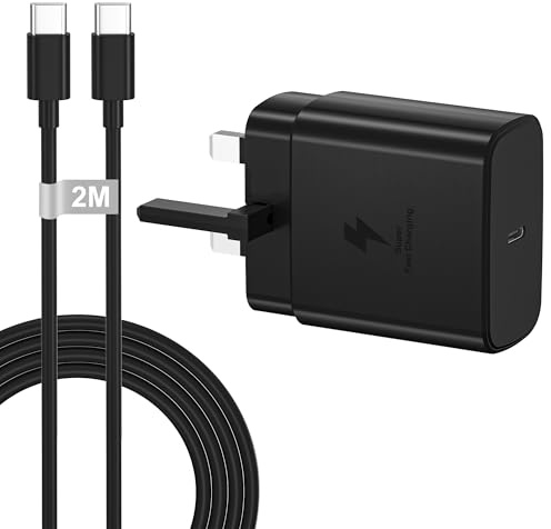 45W USB C Plug Fast Charge for Samsung Galaxy S26 S25 Ultra/S26+/S25+/S25 | 45W USB C Charger Plug Fast Charging Type C plug with USB C 2M cable for Samsung Charger S24 Ultra/S24+/S23/S22/S21/S20/A56
