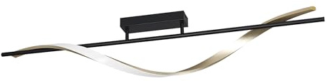 Eglo LED Ceiling Light Fixture Conaprato, dimmable Flush Mount lamp with Remote, Kitchen and Living Room Lighting, Black and Brass, Warm to Cool White, 115 cm Long