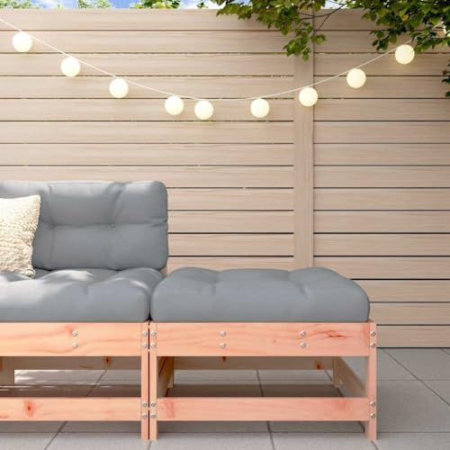 Mandloder Gartenhocker Massivholz Douglasie mit Kissen, Robuster Outdoor Hocker, 62x62x32cm, Witterungsbeständig, für Balkon und Garten, Grau
