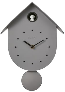I-TOTAL - Bunte Kuckucksuhr mit Hund - Modernes Design, dekorative Uhr für Haus, Küche und Kinderzimmer (grau)