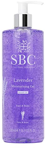 SBC Skincare Lavender Moisturising Gel - 500ml | Lavender Moisturiser For Face And Body | Lavender Body Lotion | Vegan Friendly Gel With Lavender Oil | Cooling After Sun Gel