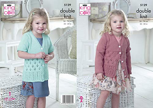 King Cole 5129 Knitting Pattern Girls Long and Short Sleeved Cardigans in King Cole Cottonsoft DK