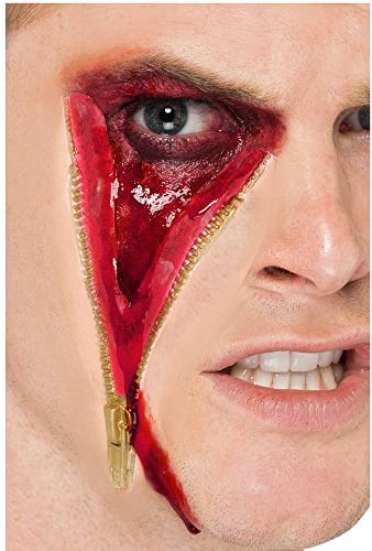 Smiffys Make-Up FX, Zip Face Latex Scar, Flesh with Adhesive, Cosmetics and Disguises Fancy Dress, Cosmetic Dress Up Cosmetics & Disguises.
