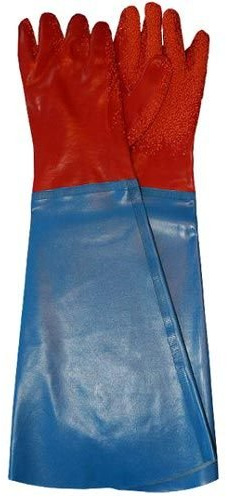 60 cm PVC Handschuhe lang mit Ärmel, Arbeitshandschuhe Gummihandschuhe-lang