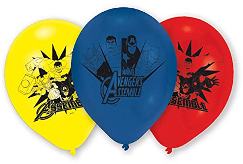 Amscan 999234 - 6 Latexballons Avengers, Durchmesser 22,8 cm, Dekoration, Luftballon, Superhelden, Kindergeburtstag, Themenparty
