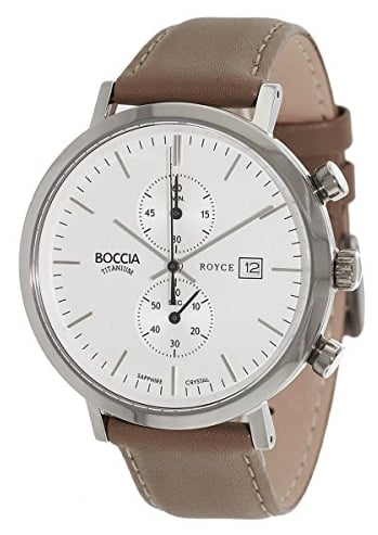 Boccia Herren Chronograph Quarz Uhr mit Leder Armband 3752-01