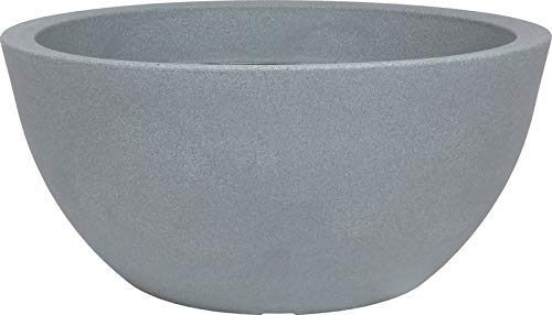 PP Plastic 166-40-42 Pflanzschale Padua, Stony Grau, Durchmesser 39,5xH18 cm