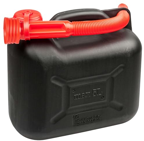 WALSER Bidon d'essence 5 litres, bidon de carburant homologué UN avec fermeture de sécurité, bidon en plastique, bidon de réserve noir 16372
