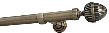 Sento 25mm Metall Gardinenstange Vorhangstange 1-läufig Messing Antik Classic 320 cm (2x160cm) DONATA