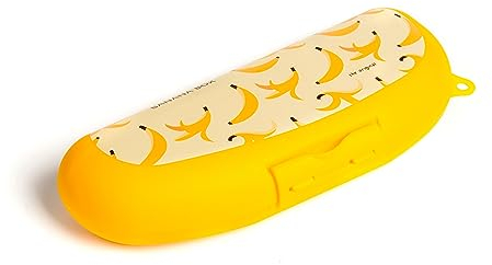 Amuse Bananenbox/Behälter für den Transport und die Aufbewahrung Einer Banane in kompakter Größe, gelbe Bananendose, Aufbewahrungsbox Kunststoff, 22,3 x 9 x 5 cm