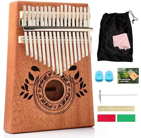 UNOKKI Kalimba Daumenklavier mit 17 Tasten | Hochwertiger, leichter, langlebiger Mahagoni-Mbira | Stress abbauen | Inklusive - Stimmhammer, Samtbeutel