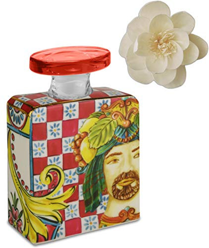 Maroc & Roll - Sicily Bottiglia Grande DIFFUSORE Profumo Ambiente in Porcellana con Fiore di Corteccia di GELSO 375ml - SBTMAXI.B&R01