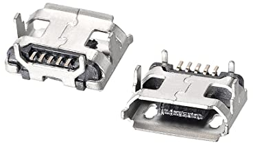 sourcing map 10PCS Micro USB Hembra Conector 5 pines Adaptador de repuesto de 180 grados